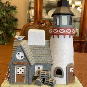 PartyLite Stoney Harbor Lighthouse P0383 Tealight Votive Candle Holder 10"